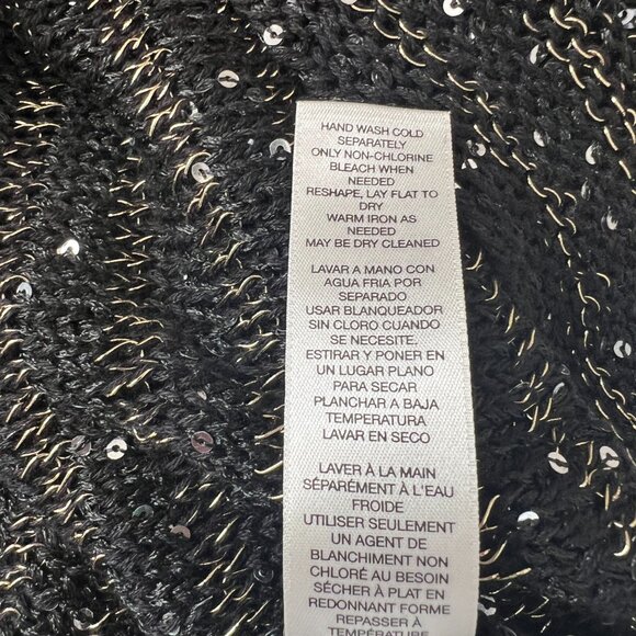 NWT Chico’s Black Gold Sparkle Stripe Lindsey Pullover Sweater Large Reg. $109 - Picture 8 of 9